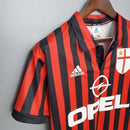 Camisa AC Milan Home I 1999/00 Adidas Retrô Masculina - Vermelha e Preta