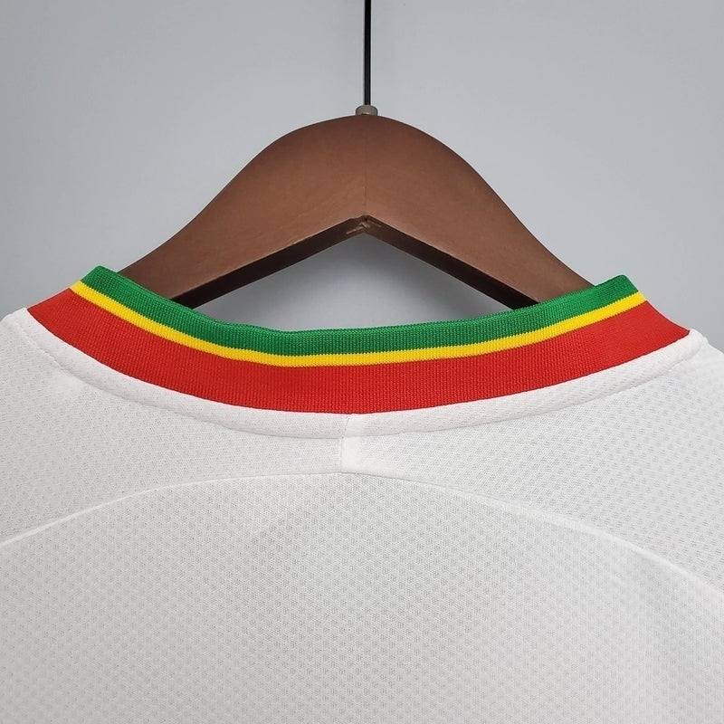 Camisa Senegal Away 2002 2003 retrô masculina branca reserva seleção africana Copa do Mundo uniforme clássico de futebol anos 2000