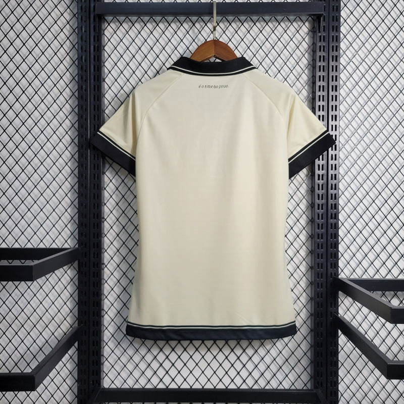 Camisa Corinthians away II 2023/24 Nike Feminina torcedora na cor bege com escudo bordado