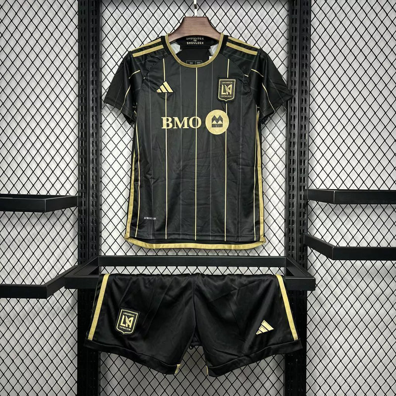 Kit Infantil Los Angeles FC Home I 2024/25 Adidas - camisa e short infantil do LAFC, uniforme Home 2024/25, tecido leve e respirável, ideal para pequenos torcedores