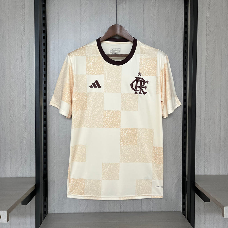 Camisa flamengo Pré Jogo 2024/25 Adidas Torcedor Masculina - bege