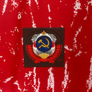 "Camisa União Soviética Home I 1990/91 Adidas retrô masculina vermelha com detalhes dourados, gola careca e tecido leve respirável para torcedores e colecionadores"