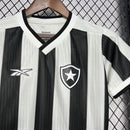 Camisa Botafogo Home 2024/25 Torcedora Feminina Adidas oficial preta e branca com listras verticais e escudo bordado