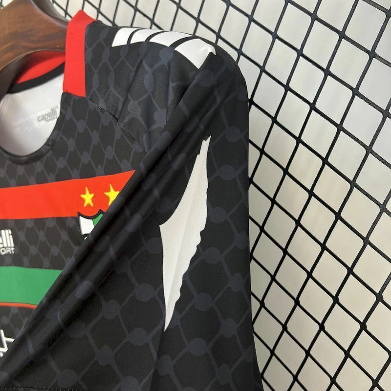 Camisa Palestino Away II 2025/26 Torcedor Masculina Preta, uniforme elegante, futebol chileno, escudo bordado, conforto e estilo para torcedores"