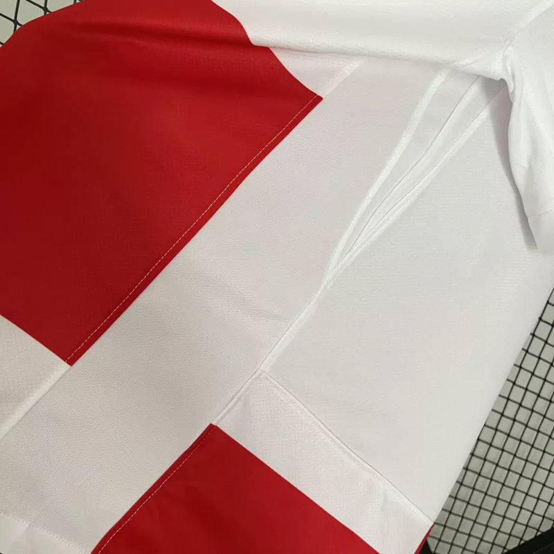 Camisa Croácia Home 2024/25 Masculina para torcedor, xadrez vermelho e branco, modelo oficial da seleção croata, ideal para fãs da Croácia