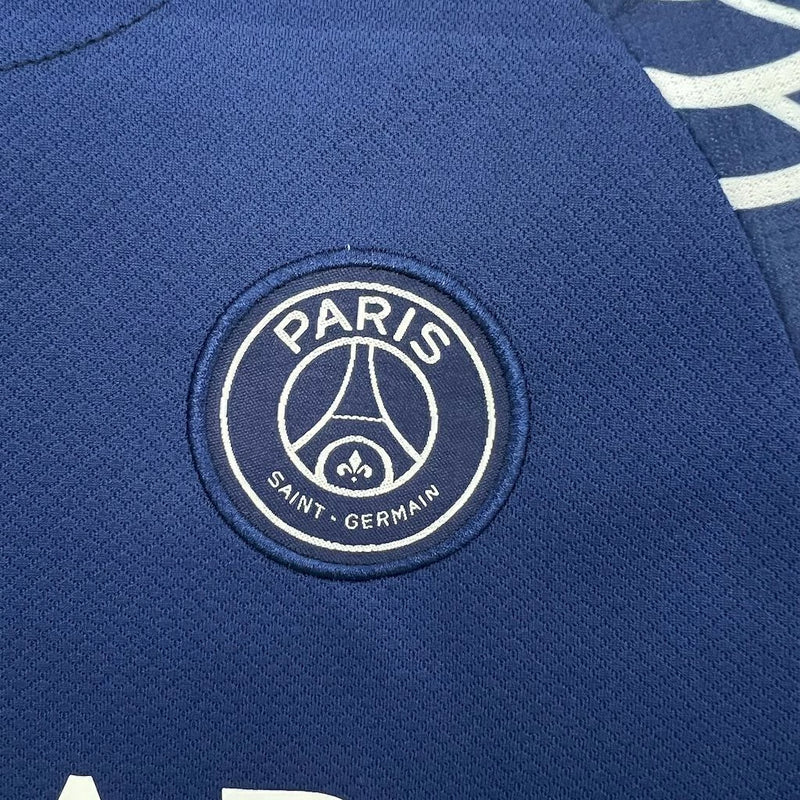Kit Infantil PSG IV 2025/26 Jordan – Conjunto completo camisa e shorts azul para meninos e meninas torcedores do clube francês