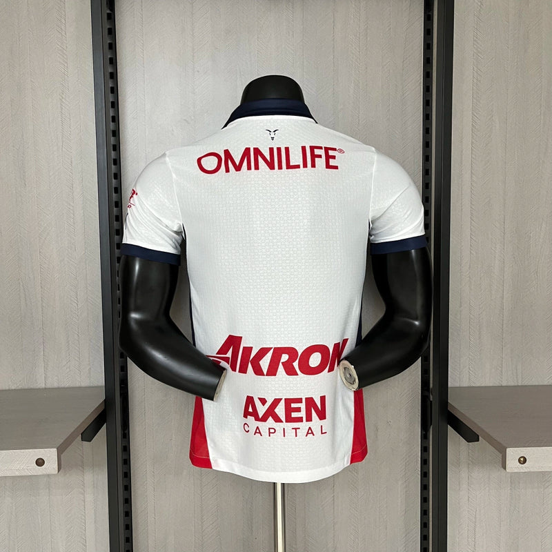 Camisa Chivas Guadalajara Away II 2024/25 Puma Jogador Branca, uniforme mexicano, escudo premium, tecnologia DryCELL, versão atleta"