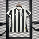Camisa Botafogo Home 2024/25 Torcedora Feminina Adidas oficial preta e branca com listras verticais e escudo bordado