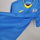 Camisa Ucrânia Away II 2020/21 masculina azul com detalhes em amarelo, gola careca e tecido leve respirável para torcedores"