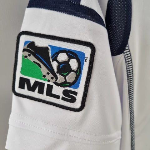 Camisa Los Angeles Galaxy Home I 2011/12 Adidas Retrô Masculina Branca, uniforme histórico da MLS, faixa diagonal azul, Beckham, Donovan, Keane, Waze Mix"