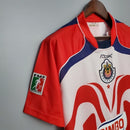 Camisa Chivas Guadalajara Home I 2006/07 Reebok Retrô Masculina Vermelha e Branca, uniforme clássico, escudo bordado, futebol mexicano, retrô colecionável"