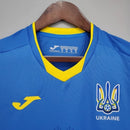 Camisa Ucrânia Away II 2020/21 masculina azul com detalhes em amarelo, gola careca e tecido leve respirável para torcedores"