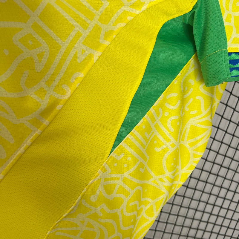 Camisa Brasil Home (1) 2024/25 Torcedor Masculina oficial, cores da seleção brasileira, escudo bordado, tecido leve e respirável