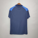 Camisa Finlândia Away II 2020/21 Nike retrô masculina azul marinho com detalhes brancos e dourados, gola redonda e mangas curtas, modelo clássico em tecido leve e respirável para torcedores e colecionadores"