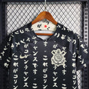 Camisa Corinthians 2023/24 edição especial Nike Torcedor masculina preta com estampa japonesa em branco e escudo bordado do clube no peito 