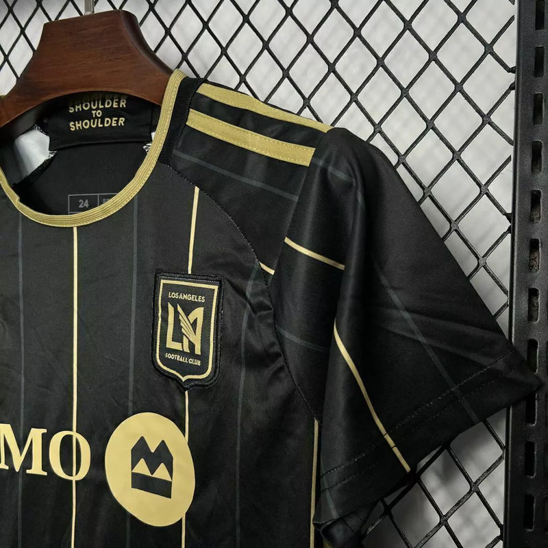 Kit Infantil Los Angeles FC Home I 2024/25 Adidas - camisa e short infantil do LAFC, uniforme Home 2024/25, tecido leve e respirável, ideal para pequenos torcedores