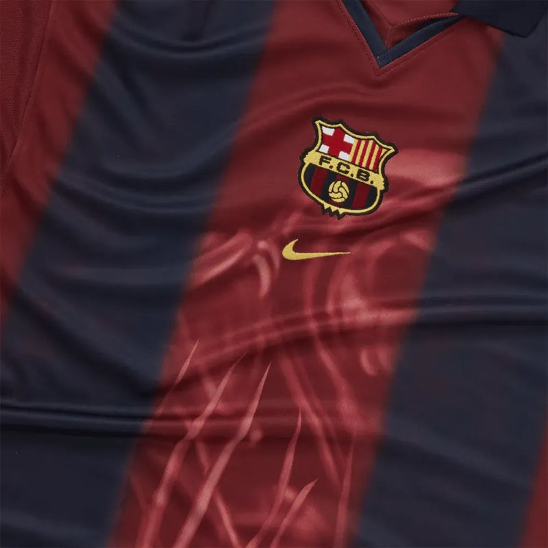 Camisa-barcelona-travis-scott-retro-vintage-2000-2001-nike-grena-messi-neymar-yamal-viscabarça-catalunã-barça-cactus-jack