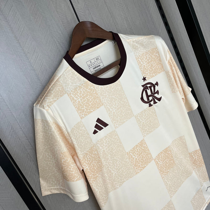 Camisa flamengo Pré Jogo 2024/25 Adidas Torcedor Masculina - bege