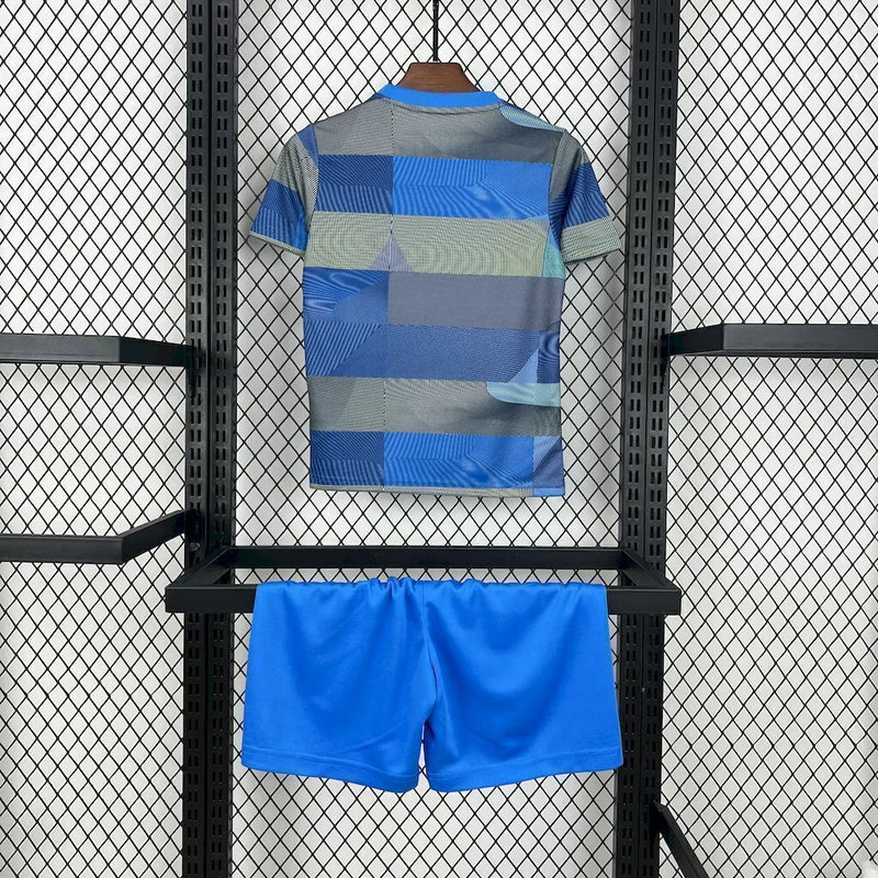 Kit Infantil Real Madrid Pré-Jogo 2025/26 Adidas - Azul/cinza
