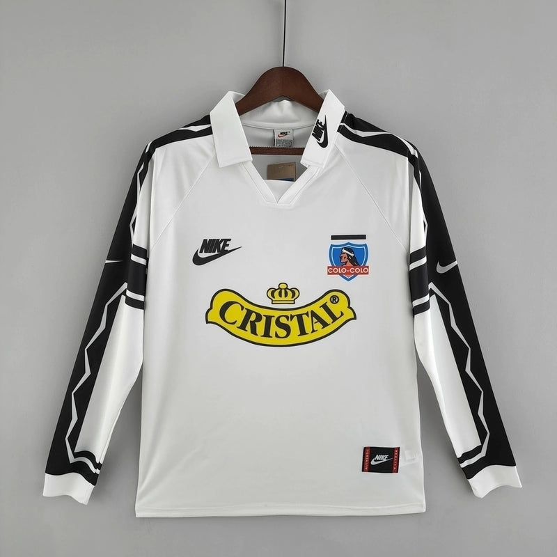 Camisa Colo-Colo Home I 1995/96 Nike Retrô Masculina Manga Longa Branca - uniforme clássico retrô de futebol chileno