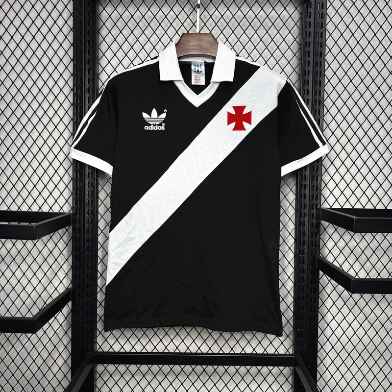 Camisa Vasco da Gama Home I 1988/89 Adidas Retrô Masculina, com listras pretas e brancas, escudo bordado do clube e design clássico de manga curta"
