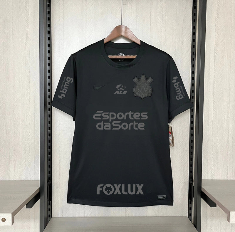 Camisa Corinthians 2024/25 Nike preta com todos os patrocinadores – modelo masculino