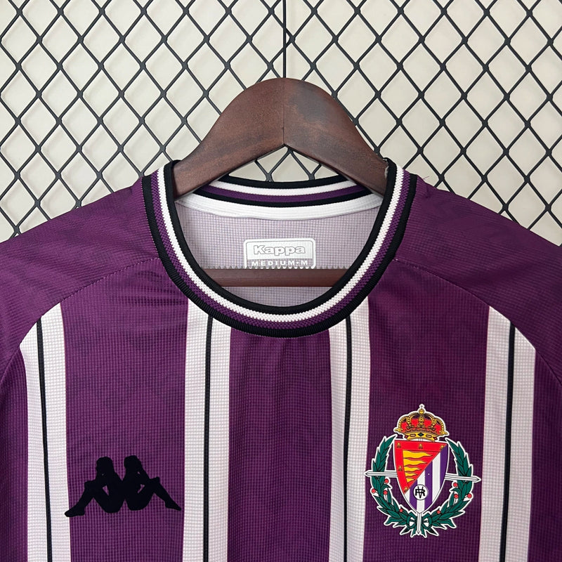 Camisa Real Valladolid l 24/25 Torcedor Masculina Kappa  Branca/Roxa