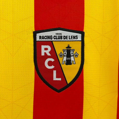 Camisa Lens Home I 2024/25 Puma Torcedor Masculina Amarela, com detalhes em vermelho, design tradicional e tecido leve com tecnologia DryCell, ideal para torcedores do RC Lens.