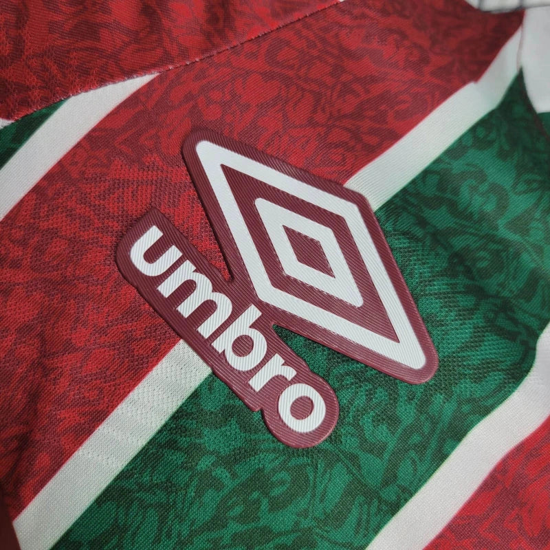 "Camisa Fluminense Home 2024/25 Masculina Umbro para torcedor, tricolor verde, grená e branco, modelo oficial do clube, ideal para fãs do Fluminense Football Club"