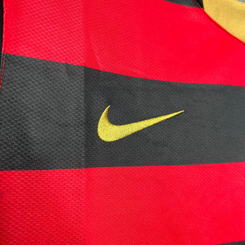 Camisa Flamengo I Retrô 2008/09 Torcedor Masculina - Vermelha com detalhes em Preto e amarelo
