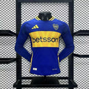Camisa Boca Juniors Home (1) 2024/25 Adidas Jogador Manga Longa azul marinho com faixa amarela, escudo do clube e logo Adidas, versão oficial masculina