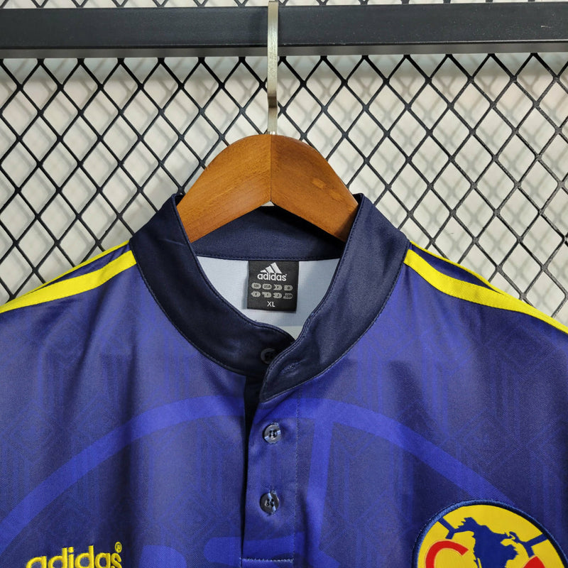 Camisa Club América Away II 1998/99 Adidas Retrô Masculina Azul, uniforme histórico anos 90, futebol mexicano, coleção retrô das Águias"