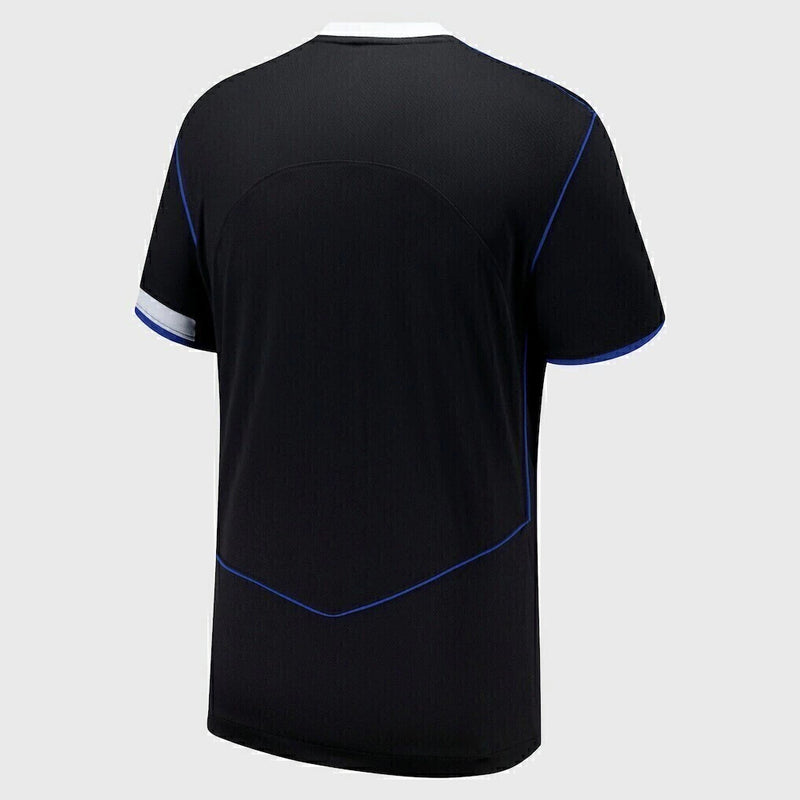 Camisa Chelsea Third (3) 2025/26 Nike Torcedor Masculina preta oficial, com escudo do Chelsea e logo Nike em destaque