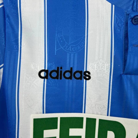 Camisa Deportivo La Coruna Home I 1097/98 Adidas Retrô  Masculina - Branca e Azul