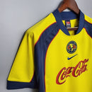 Camisa Club América Home I 2001/02 Nike Retrô Masculina Amarela, uniforme clássico anos 2000, futebol mexicano, coleção retrô das Águias"