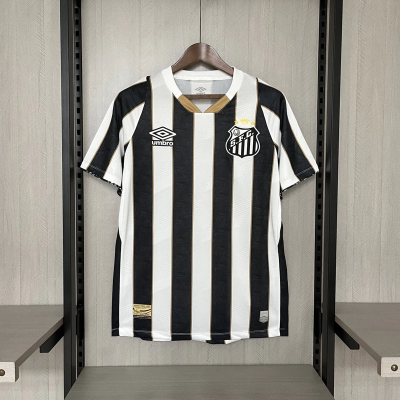 Camisa Santos Away II 2024/25 Torcedor Masculina branca com detalhes em preto