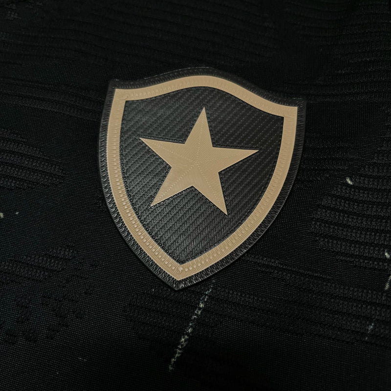 Kit Infantil Botafogo Away (2) 2024/25 Reebok – uniforme preto com detalhes dourados, camisa e shorts para crianças de 3 a 13 anos"