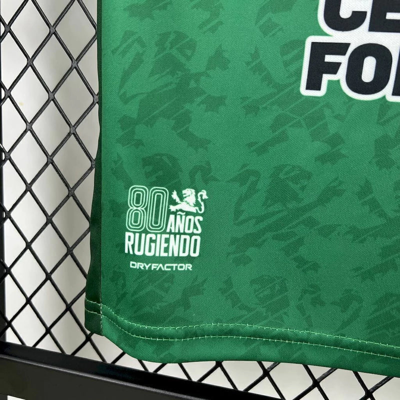 Kit Infantil Club León Home I 2025/26 – Camisa e shorts verde para crianças, uniforme completo do clube mexicano