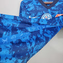 Camisa Eslováquia Home I 2020/21 Nike masculina azul com estampa gráfica, gola redonda e mangas curtas, modelo torcedor confortável em tecido respirável para fãs da seleção eslovaca