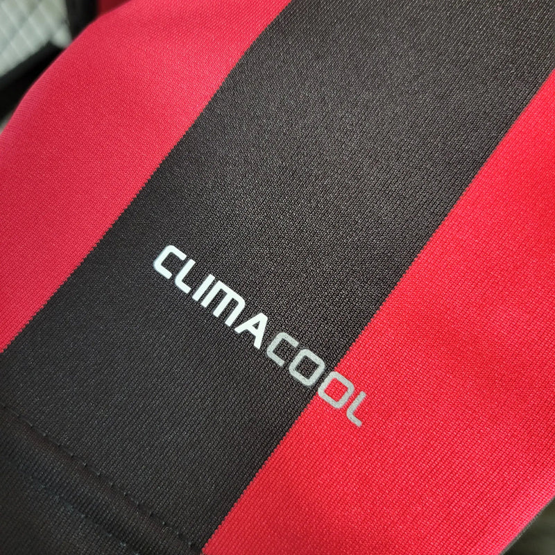Camisa Milan Home 2009/10 Retrô Manga Longa - Vermelha e Preta