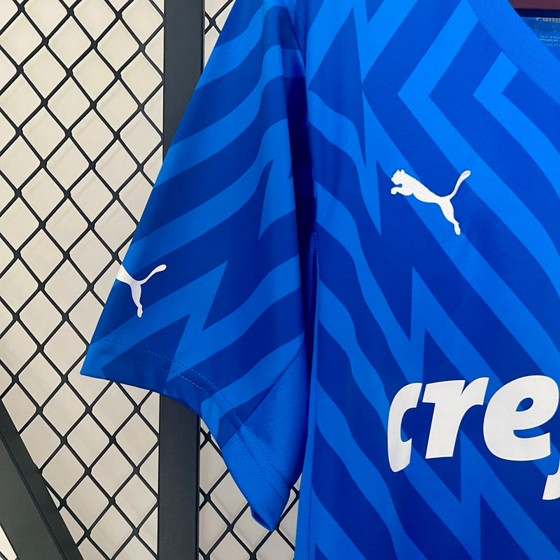 Camisa Palmeiras Goleiro 2024/25 Torcedor Masculina oficial, cor azul, escudo do Verdão bordado, tecido leve e respirável