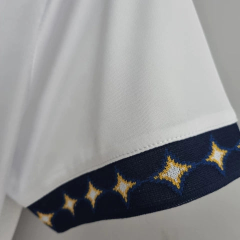 Camisa Los Angeles Galaxy Home I 2022/23 Adidas Torcedora Feminina Branca, uniforme oficial MLS, versão feminina ajustada, Waze Mix