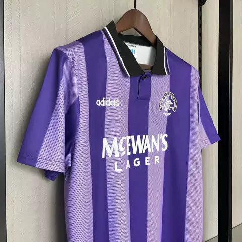 Camisa Rangers Third III 1994/95 Adidas Retrô Masculina Roxa, design clássico dos anos 90 com detalhes históricos e estilo marcante para torcedores e colecionadores