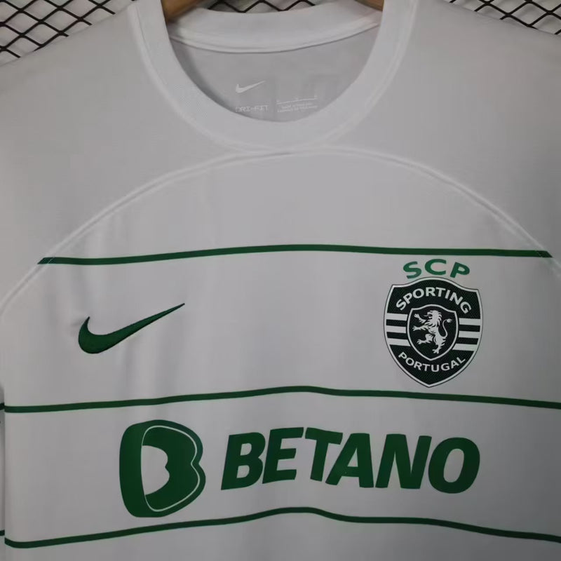 Camisa Sporting Lisboa Nike Away 23/24 Torcedor Masculina Branca
