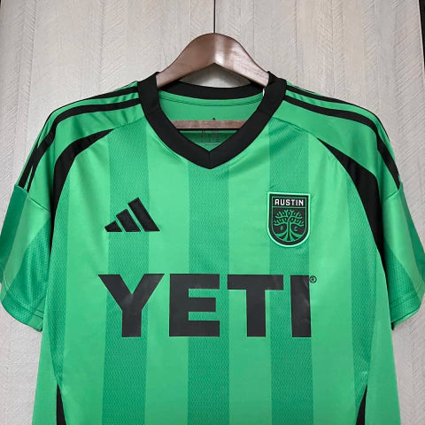 "Camisa Austin FC Home I 2025/26 Adidas Torcedor Masculina Verde, uniforme da MLS, escudo bordado, futebol americano, Adidas AEROREADY, Waze Mix