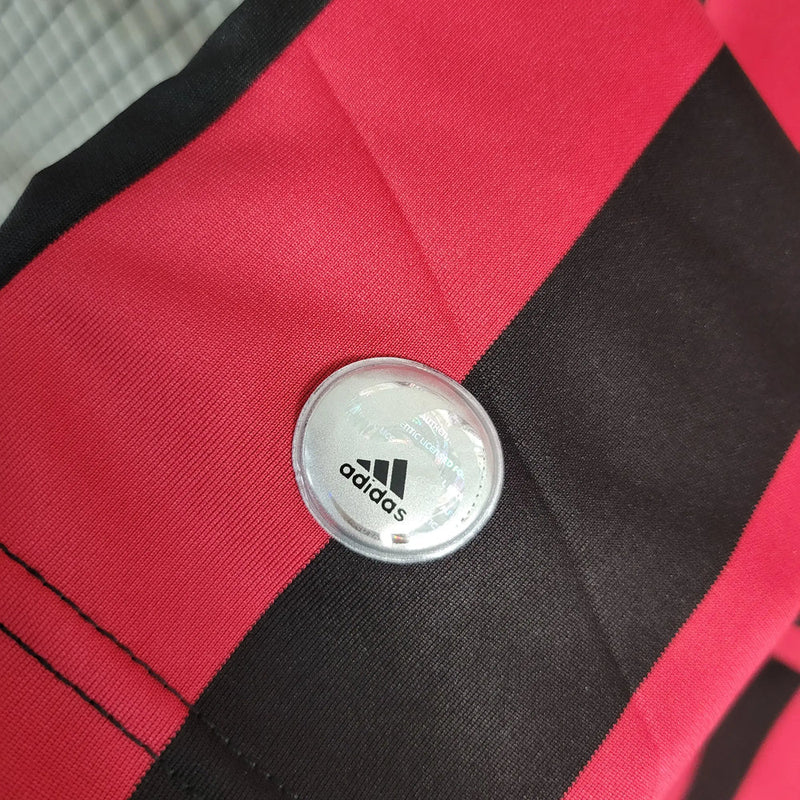 Camisa Milan Home 2009/10 Retrô Manga Longa - Vermelha e Preta