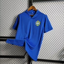 Camisa Brasil Away (2) 1957/58 Retrô Masculina azul clássica, modelo histórico da Seleção Brasileira disponível na Wazemix, ideal para colecionadores e torcedores apaixonados."