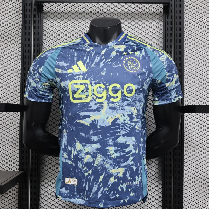 Camisa Ajax Away (2) 2024/25 Adidas Jogador Masculina azul com detalhes laranja, versão oficial Player Issue slim fit"
