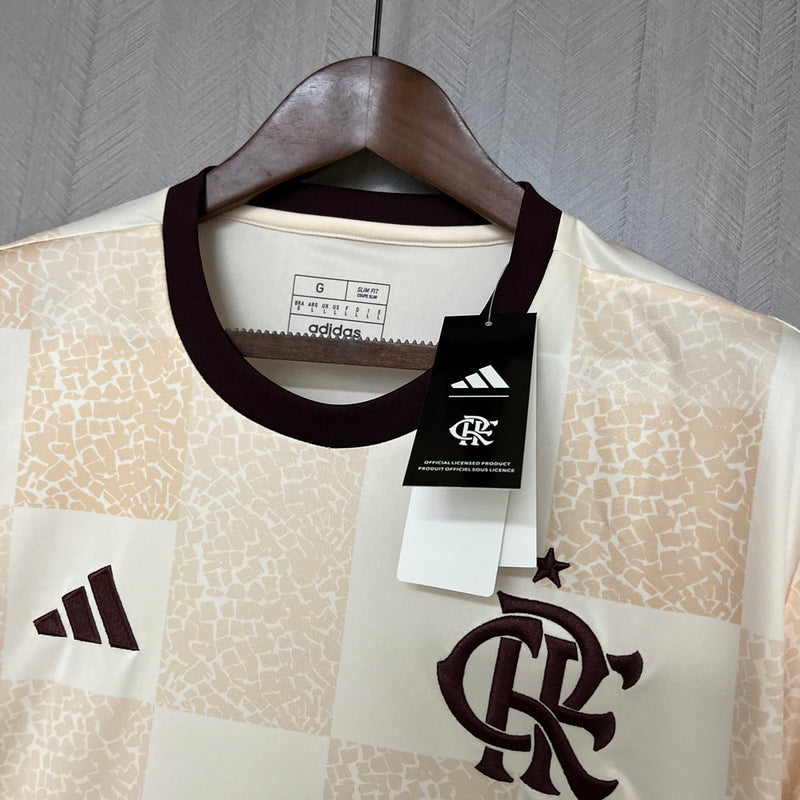 Camisa flamengo Pré Jogo 2024/25 Adidas Torcedor Masculina - bege